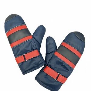 Vtg 80s 90s Down Puffer Ski Mittens Red Blue